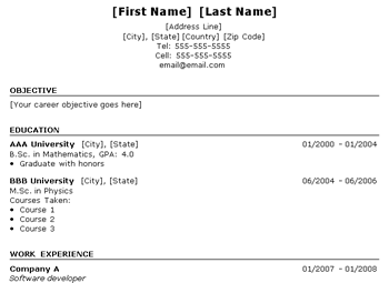 Free Resume Template on Professionally Designed Resume Templates Context Sensitive Resume