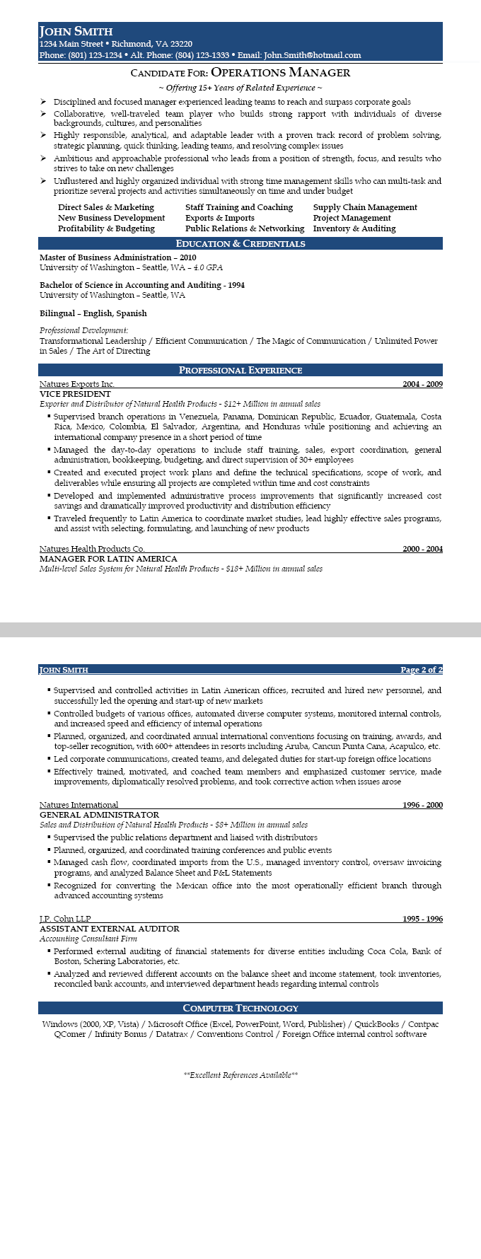 After Sample Resume