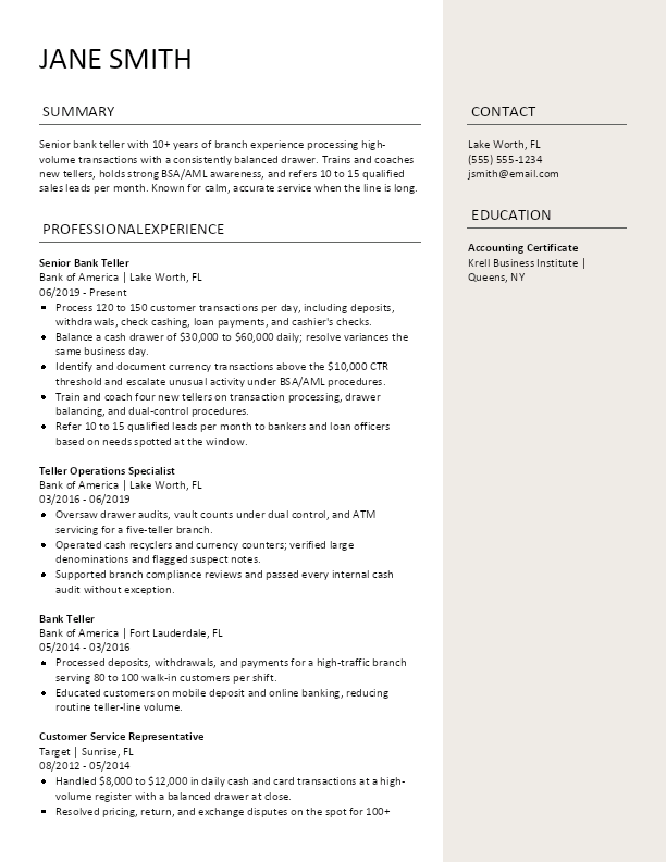 Modern V resume template